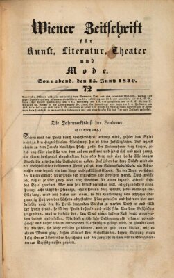 Wiener Zeitschrift für Kunst, Literatur, Theater und Mode Samstag 15. Juni 1839