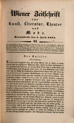 Wiener Zeitschrift für Kunst, Literatur, Theater und Mode Samstag 6. Juli 1839