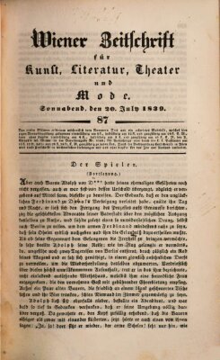 Wiener Zeitschrift für Kunst, Literatur, Theater und Mode Samstag 20. Juli 1839