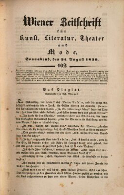 Wiener Zeitschrift für Kunst, Literatur, Theater und Mode Samstag 24. August 1839