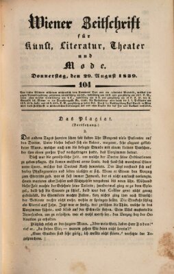 Wiener Zeitschrift für Kunst, Literatur, Theater und Mode Donnerstag 29. August 1839