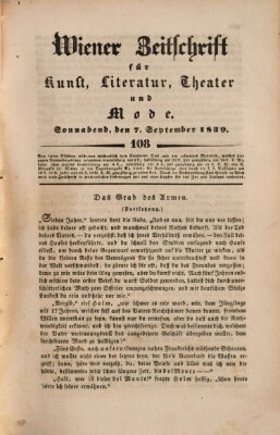 Wiener Zeitschrift für Kunst, Literatur, Theater und Mode Samstag 7. September 1839