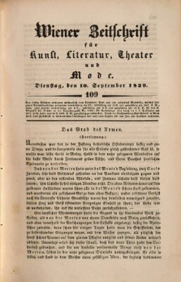 Wiener Zeitschrift für Kunst, Literatur, Theater und Mode Dienstag 10. September 1839