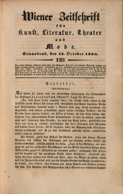 Wiener Zeitschrift für Kunst, Literatur, Theater und Mode Samstag 12. Oktober 1839