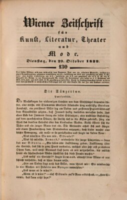 Wiener Zeitschrift für Kunst, Literatur, Theater und Mode Dienstag 29. Oktober 1839
