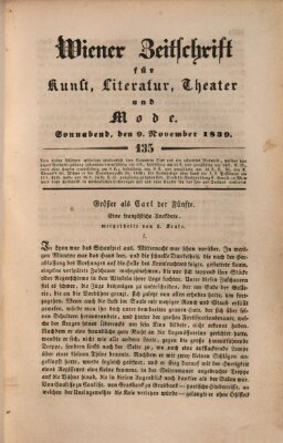 Wiener Zeitschrift für Kunst, Literatur, Theater und Mode Samstag 9. November 1839