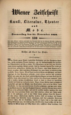 Wiener Zeitschrift für Kunst, Literatur, Theater und Mode Donnerstag 21. November 1839