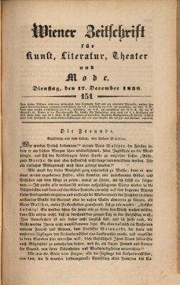 Wiener Zeitschrift für Kunst, Literatur, Theater und Mode Dienstag 17. Dezember 1839