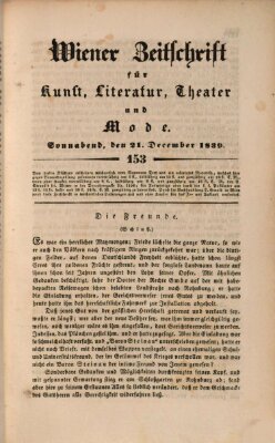 Wiener Zeitschrift für Kunst, Literatur, Theater und Mode Samstag 21. Dezember 1839