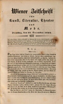 Wiener Zeitschrift für Kunst, Literatur, Theater und Mode Dienstag 31. Dezember 1839