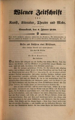 Wiener Zeitschrift für Kunst, Literatur, Theater und Mode Samstag 4. Januar 1840