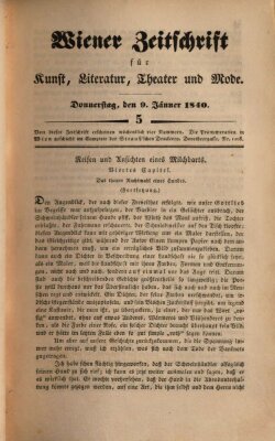 Wiener Zeitschrift für Kunst, Literatur, Theater und Mode Donnerstag 9. Januar 1840