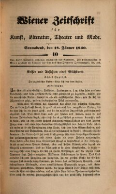 Wiener Zeitschrift für Kunst, Literatur, Theater und Mode Samstag 18. Januar 1840