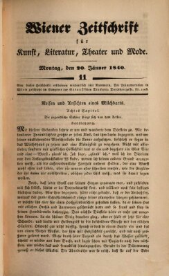 Wiener Zeitschrift für Kunst, Literatur, Theater und Mode Montag 20. Januar 1840