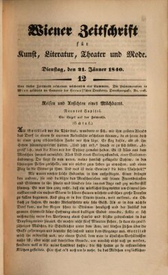 Wiener Zeitschrift für Kunst, Literatur, Theater und Mode Dienstag 21. Januar 1840