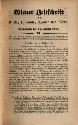 Wiener Zeitschrift für Kunst, Literatur, Theater und Mode Samstag 25. Januar 1840