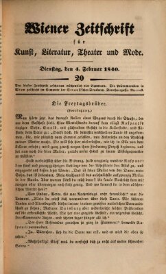 Wiener Zeitschrift für Kunst, Literatur, Theater und Mode Dienstag 4. Februar 1840