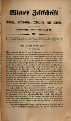 Wiener Zeitschrift für Kunst, Literatur, Theater und Mode Donnerstag 5. März 1840