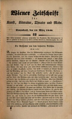 Wiener Zeitschrift für Kunst, Literatur, Theater und Mode Samstag 14. März 1840