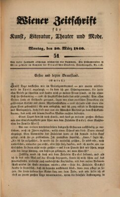 Wiener Zeitschrift für Kunst, Literatur, Theater und Mode Montag 30. März 1840