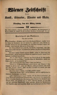 Wiener Zeitschrift für Kunst, Literatur, Theater und Mode Dienstag 31. März 1840