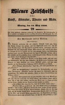 Wiener Zeitschrift für Kunst, Literatur, Theater und Mode Montag 18. Mai 1840