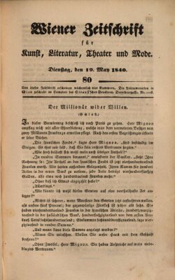 Wiener Zeitschrift für Kunst, Literatur, Theater und Mode Dienstag 19. Mai 1840