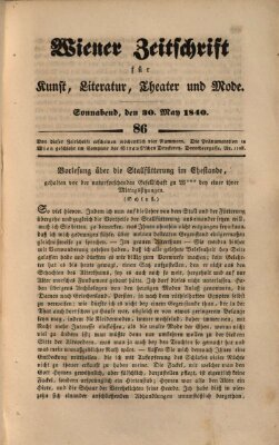 Wiener Zeitschrift für Kunst, Literatur, Theater und Mode Samstag 30. Mai 1840