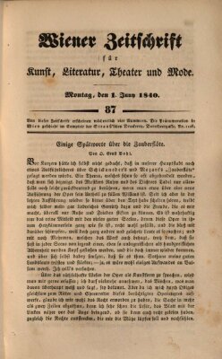 Wiener Zeitschrift für Kunst, Literatur, Theater und Mode Montag 1. Juni 1840