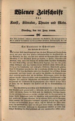 Wiener Zeitschrift für Kunst, Literatur, Theater und Mode Dienstag 16. Juni 1840