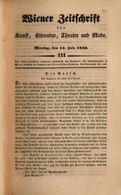 Wiener Zeitschrift für Kunst, Literatur, Theater und Mode Montag 13. Juli 1840