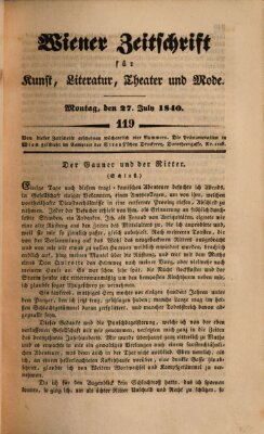 Wiener Zeitschrift für Kunst, Literatur, Theater und Mode Montag 27. Juli 1840