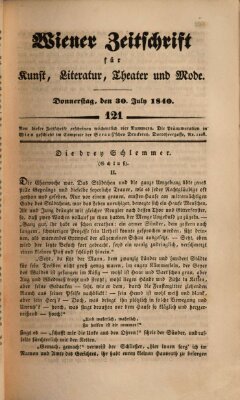 Wiener Zeitschrift für Kunst, Literatur, Theater und Mode Donnerstag 30. Juli 1840