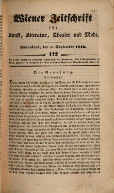 Wiener Zeitschrift für Kunst, Literatur, Theater und Mode Samstag 5. September 1840