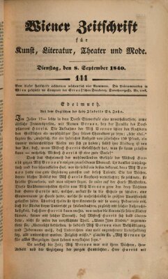 Wiener Zeitschrift für Kunst, Literatur, Theater und Mode Dienstag 8. September 1840