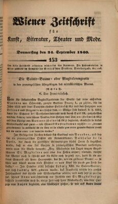 Wiener Zeitschrift für Kunst, Literatur, Theater und Mode Donnerstag 24. September 1840