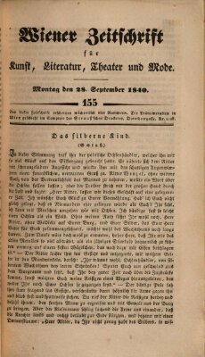 Wiener Zeitschrift für Kunst, Literatur, Theater und Mode Montag 28. September 1840