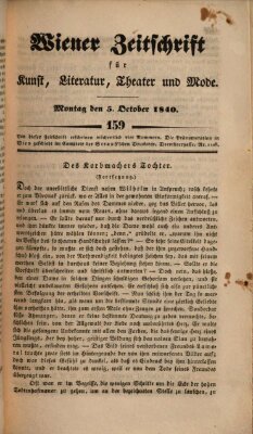 Wiener Zeitschrift für Kunst, Literatur, Theater und Mode Montag 5. Oktober 1840