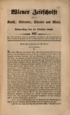 Wiener Zeitschrift für Kunst, Literatur, Theater und Mode Donnerstag 15. Oktober 1840