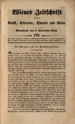 Wiener Zeitschrift für Kunst, Literatur, Theater und Mode Samstag 7. November 1840