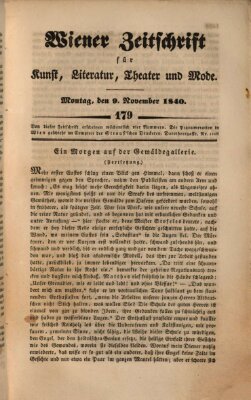 Wiener Zeitschrift für Kunst, Literatur, Theater und Mode Montag 9. November 1840