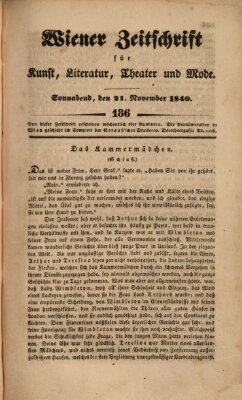 Wiener Zeitschrift für Kunst, Literatur, Theater und Mode Samstag 21. November 1840