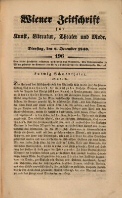 Wiener Zeitschrift für Kunst, Literatur, Theater und Mode Dienstag 8. Dezember 1840