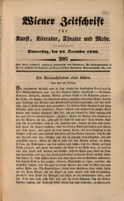 Wiener Zeitschrift für Kunst, Literatur, Theater und Mode Donnerstag 24. Dezember 1840