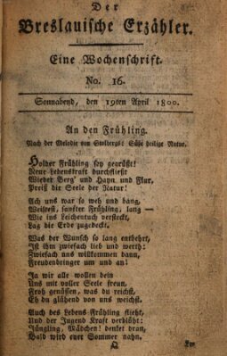 Der breslauische Erzähler Samstag 19. April 1800