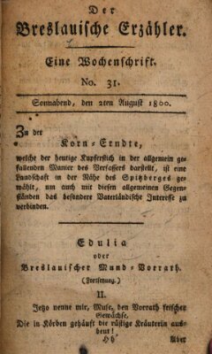 Der breslauische Erzähler Samstag 2. August 1800