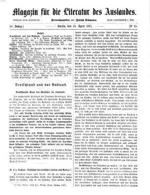 Magazin für die Literatur des Auslandes Samstag 15. April 1871