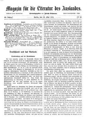 Magazin für die Literatur des Auslandes Samstag 13. Mai 1871