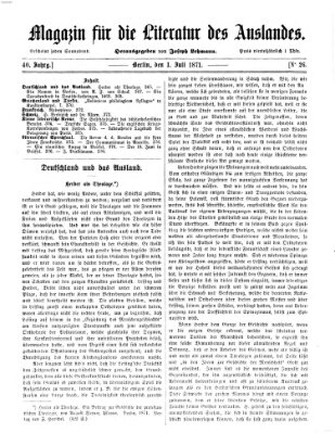 Magazin für die Literatur des Auslandes Samstag 1. Juli 1871