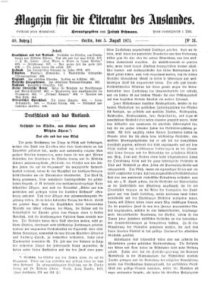 Magazin für die Literatur des Auslandes Samstag 5. August 1871